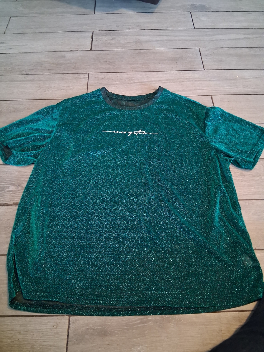SHEIN Emerald Green Glitter Short Sleeve Top